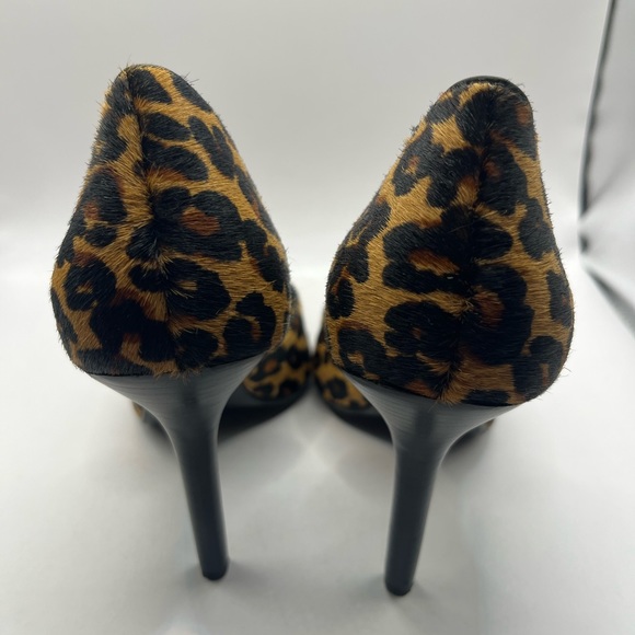 Steve Madden Leopard Print Pony Hair Heels Size 7.5 Pointed Toe With Embellish - Picture 4 of 11